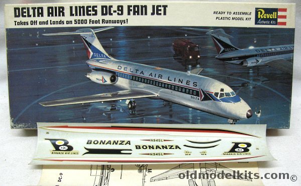Revell 1/120 Douglas DC-9 Delta Airlines  - With Additional Bonanza Decals, H247-100 plastic model kit
